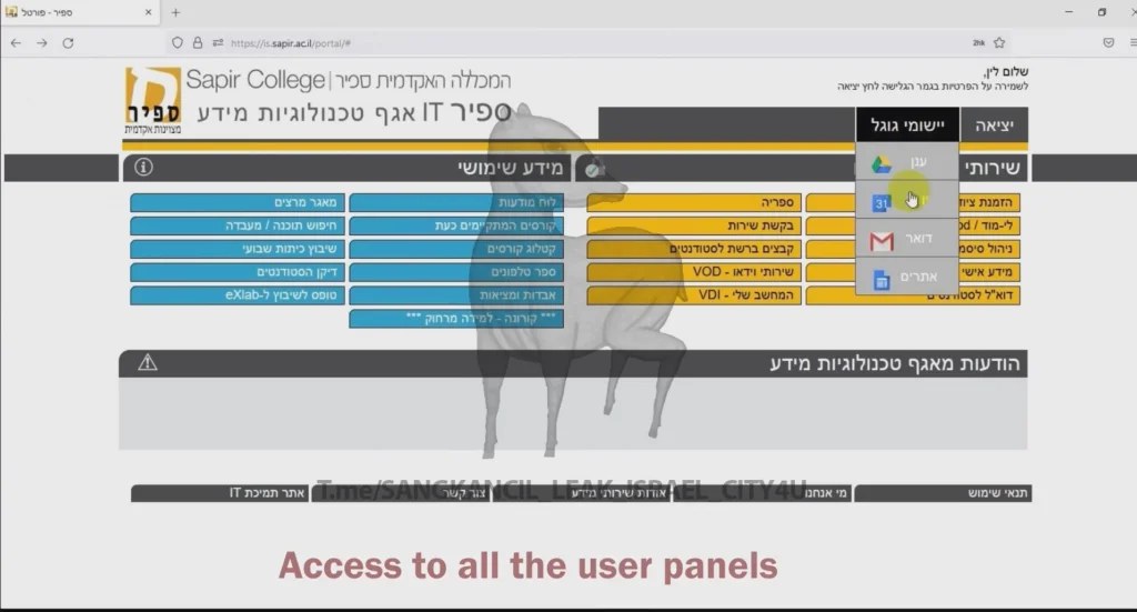 גישה לפאנלים של הסטודנטים במכללת ספיר